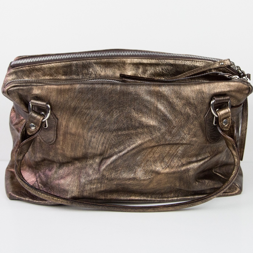 Cavalcanti Bronze Leather Satchel Handbag - Picture 6 of 8